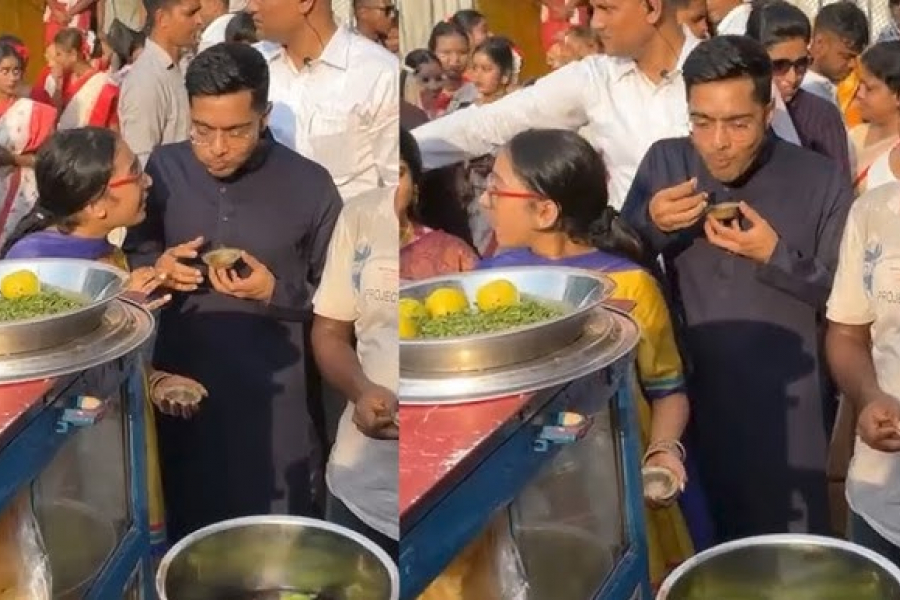 He is a politician. The All India General Secretary of the state's ruling party. However, Abhishek Banerjee was seen in a completely different mood during Durga Puja