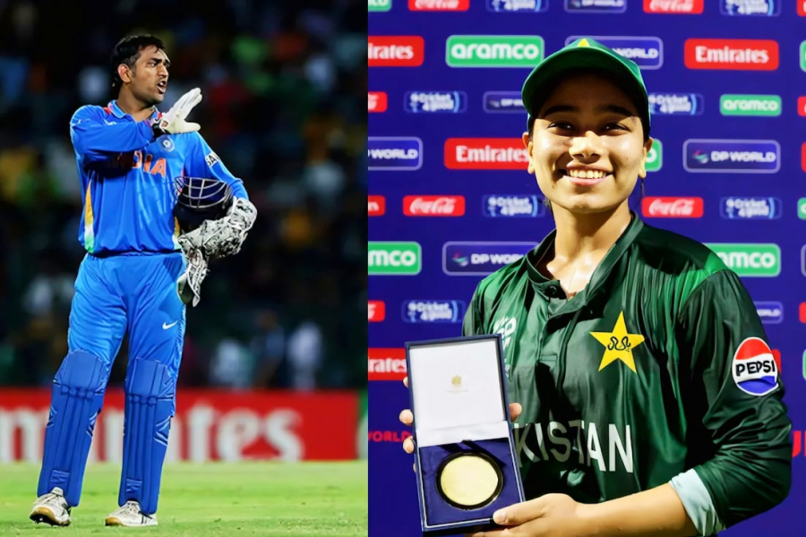 Pakistan women's cricket team captain Fatima Sana, who is wearing a Mahi-Bandana, is seen wearing a five-faced