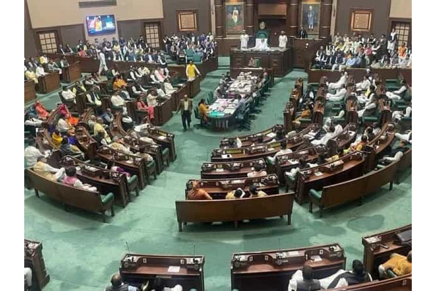 The Madhya Pradesh Assembly's winter session ended in a scene that could easily be a political joke.