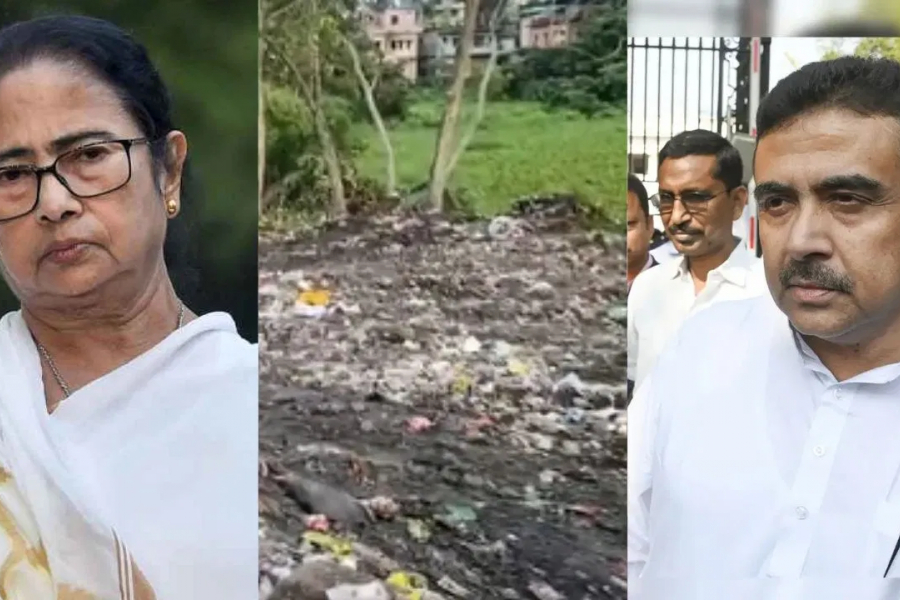 'Can bad smell be blocked by blue and white cloth?' asks Suvendu Adhikari, posting a picture ahead
