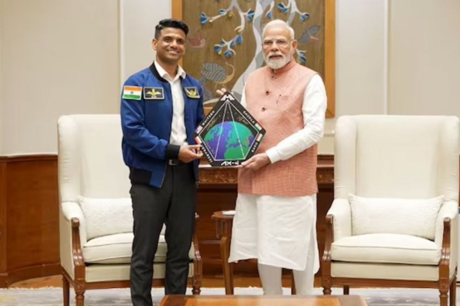 Subhanshu meets Modi, hands over the national flag flown in space to the Prime Minister