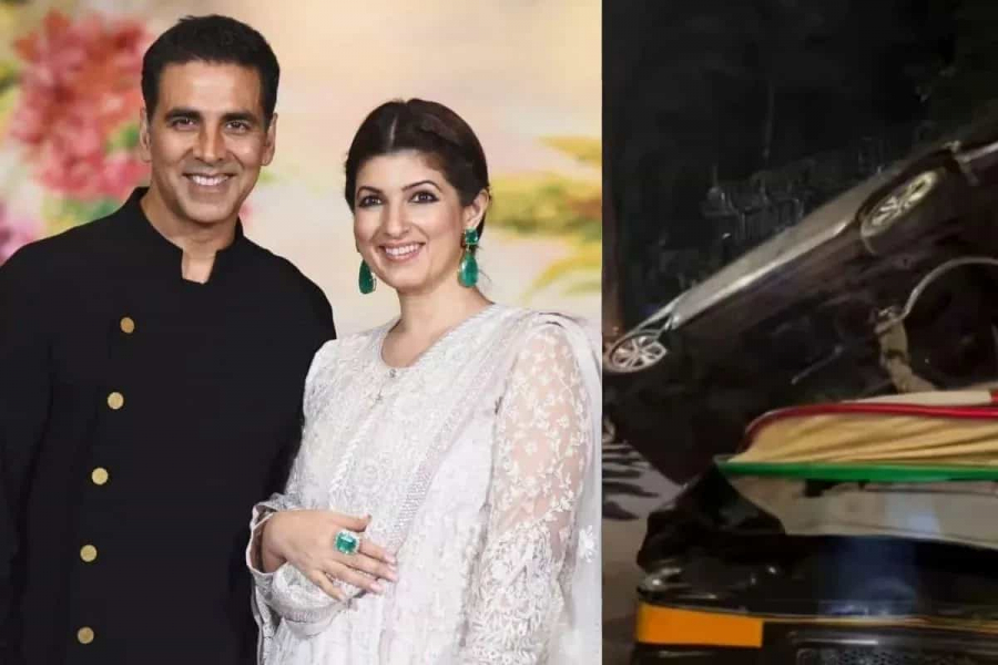 Bollywood actor Akshay Kumar and his wife Twinkle Khanna narrowly escaped a major accident on a busy Mumbai road.