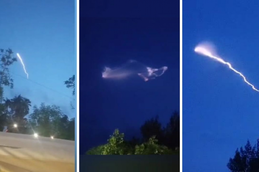 strange sight in the evening sky. Everyone from tourists to locals were shocked. The sight of a silent beam of light spread excitement in the beach town.