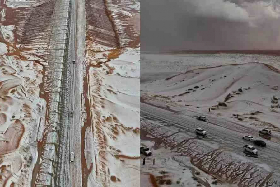 Snowfall in Saudi Arabia is unusual, but the scene in the northern part of the country this winter is both surprising and worrying