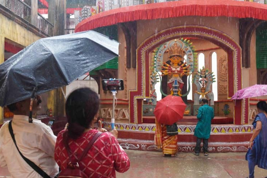 The city streets are already crowded with the festive spirit. The lights are flashing in the puja pavilions, the excitement of the Bengalis is at its peak to the beat of the drums