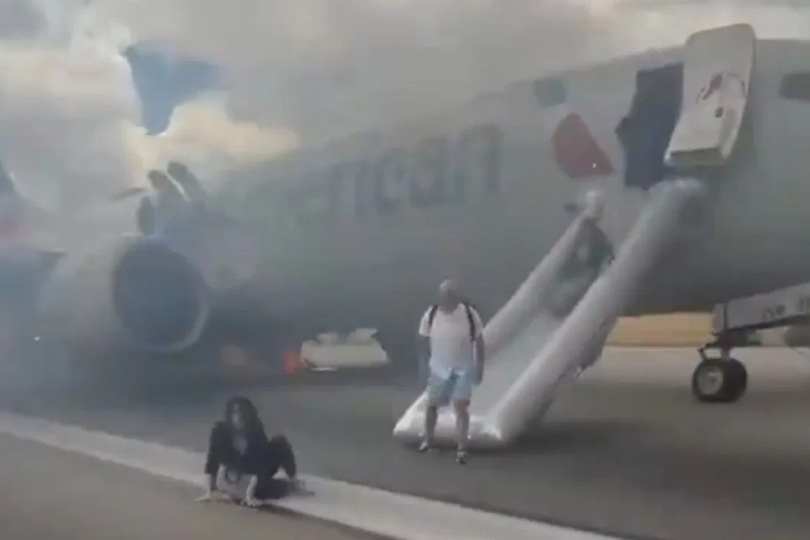 There was a strong jolt, and as he looked out the plane window, he saw flames rising!