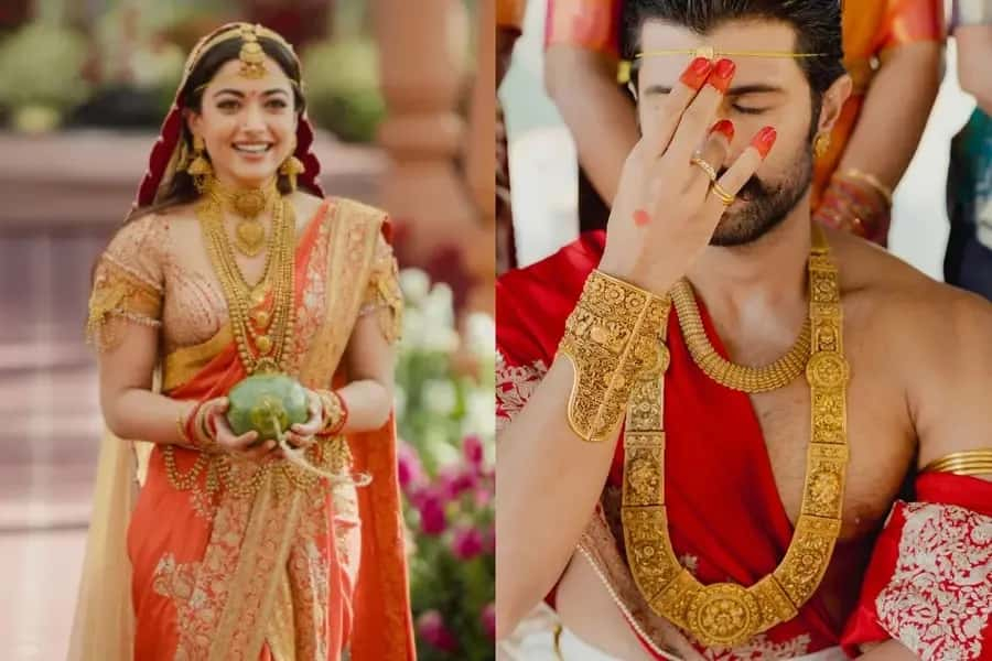 Bold and exceptional. Going beyond the minimalist trend where Bollywood currently favors simple attire, he opted for a fully adorned royal look